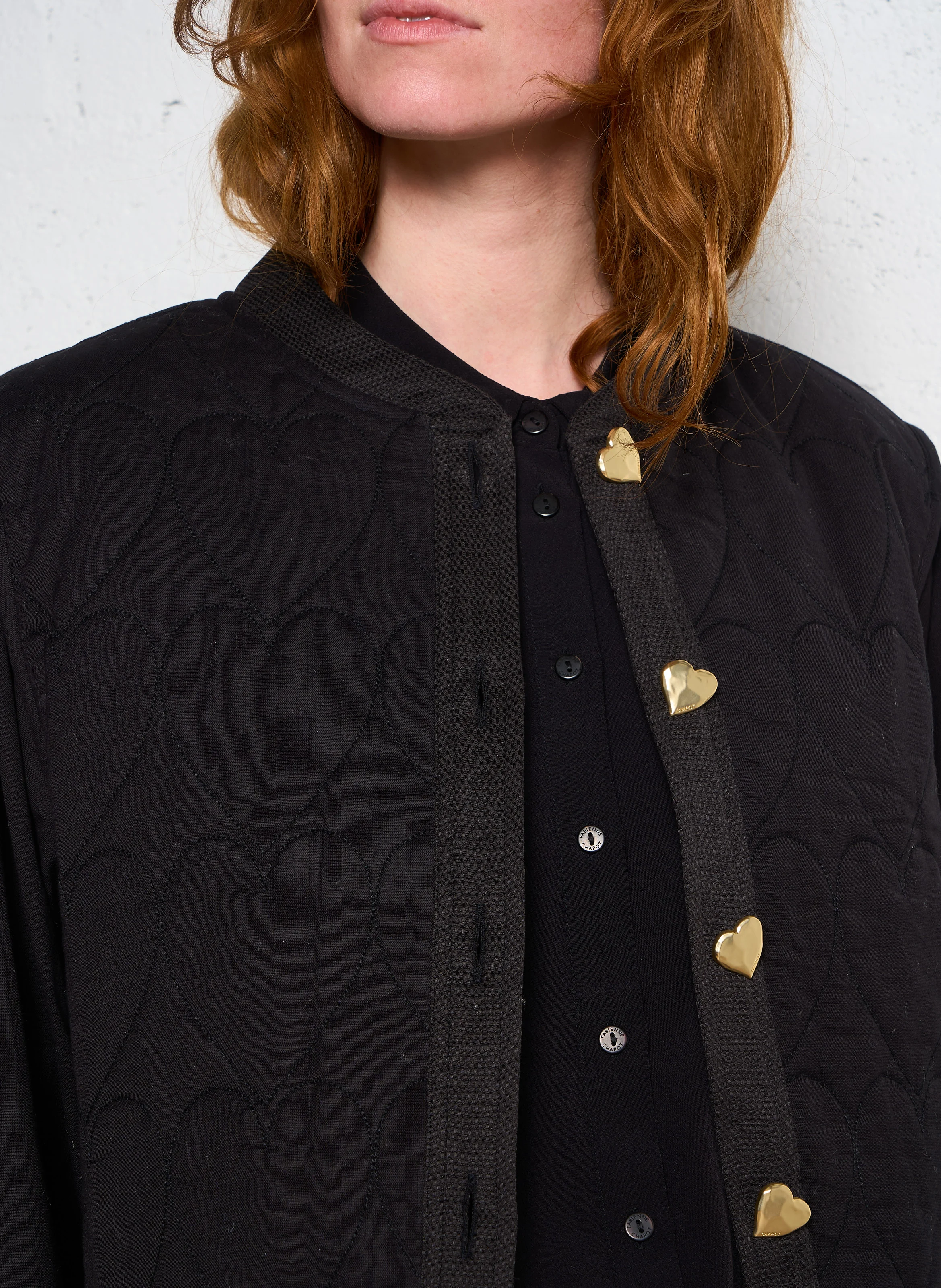 PATTY - Veste droite en coton bio mélangé | Noir