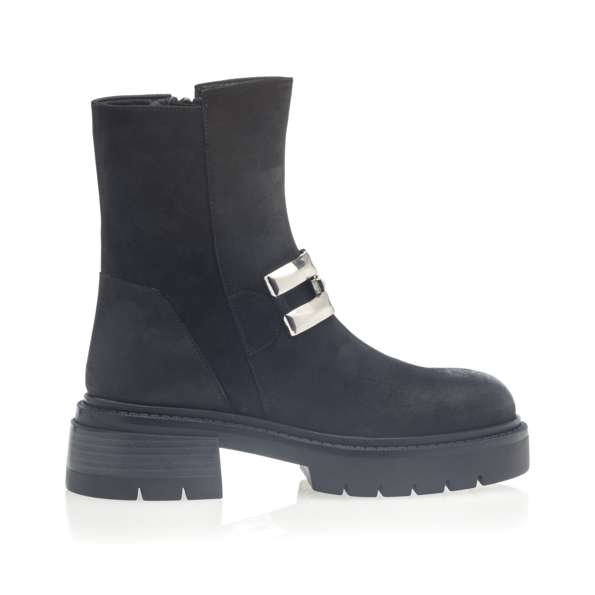 Boots à talon Femme en cuir noir