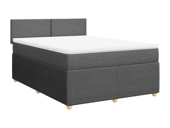 Sommier à lattes de lit avec matelas Gris foncé 160x200cm Tissu