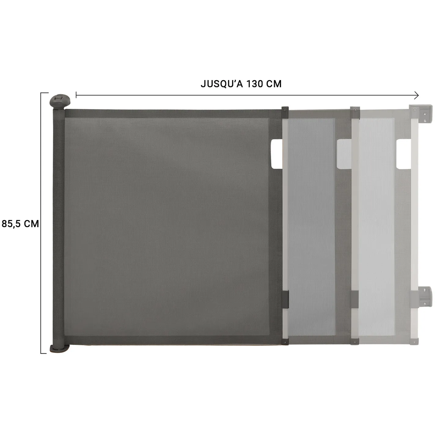 Barrière de sécurité rétractable pour animaux domestiques 130 cm gris