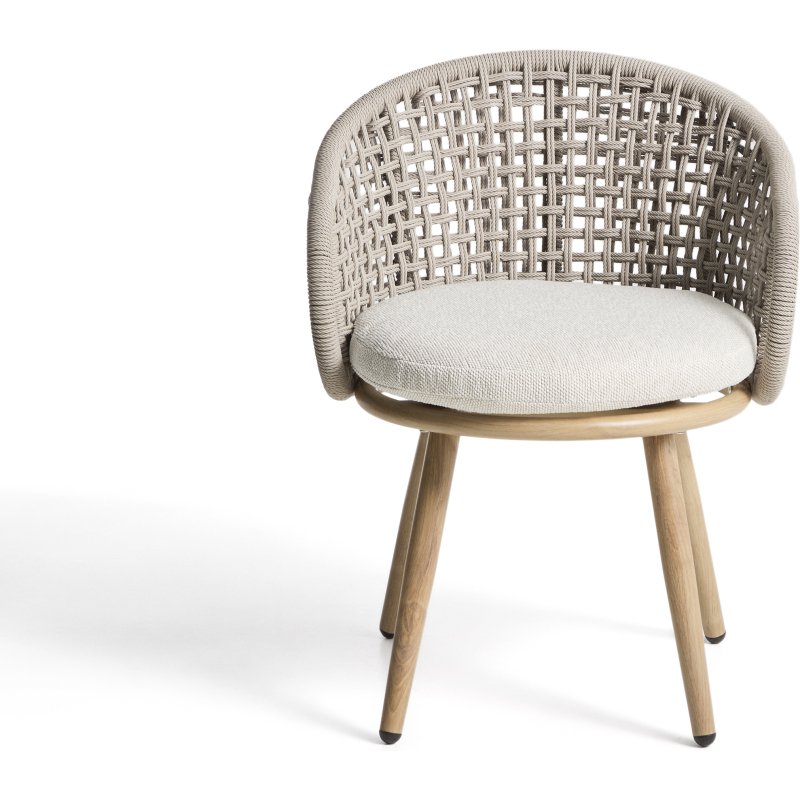 Chaise d’extérieur Lidario en aluminium effet bois et corde synthétique taupe