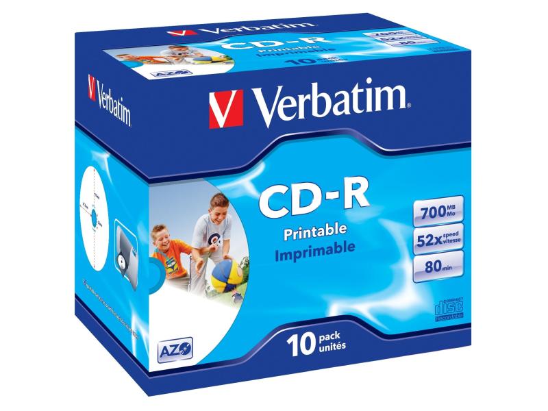 Verbatim CD-R 0.7 GB, Jewelcase (10 Stück) CD-Rohlinge, 10er Pack