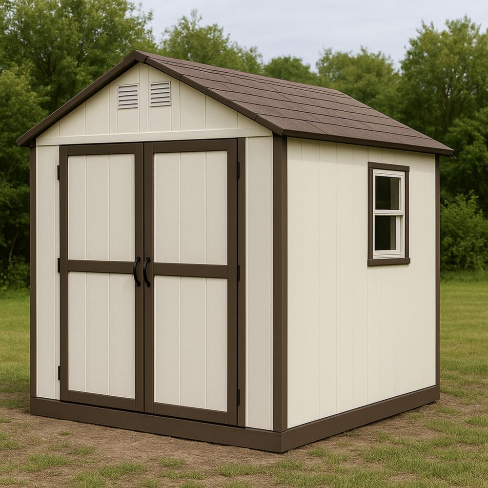 Gartenschuppen 260 cm Länge 210 cm Breite 240 cm Höhe Kunststoff Beige/Braun