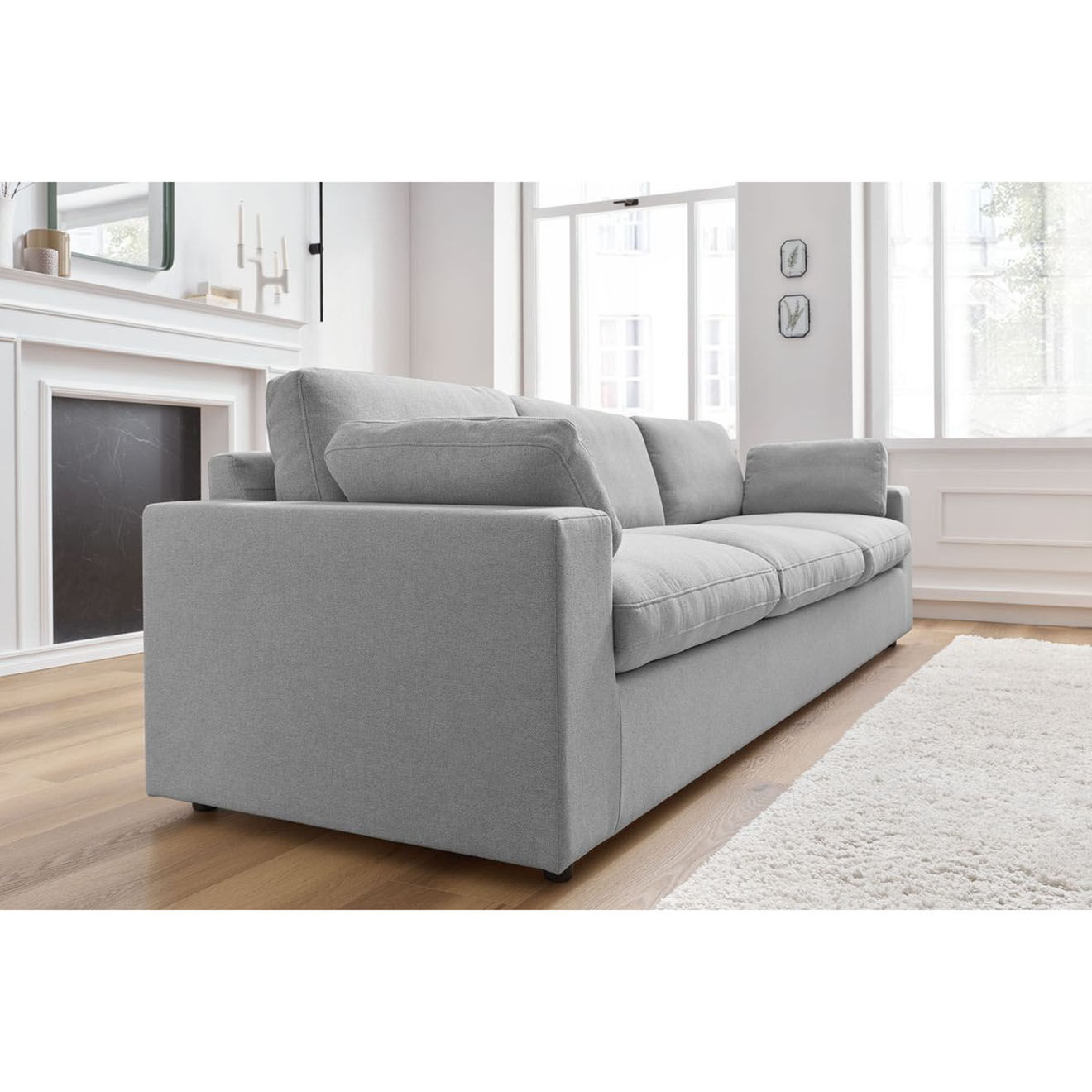 Bobochic Canapé droit fixe 4 places Belair gris clair - 280x93x80 cm