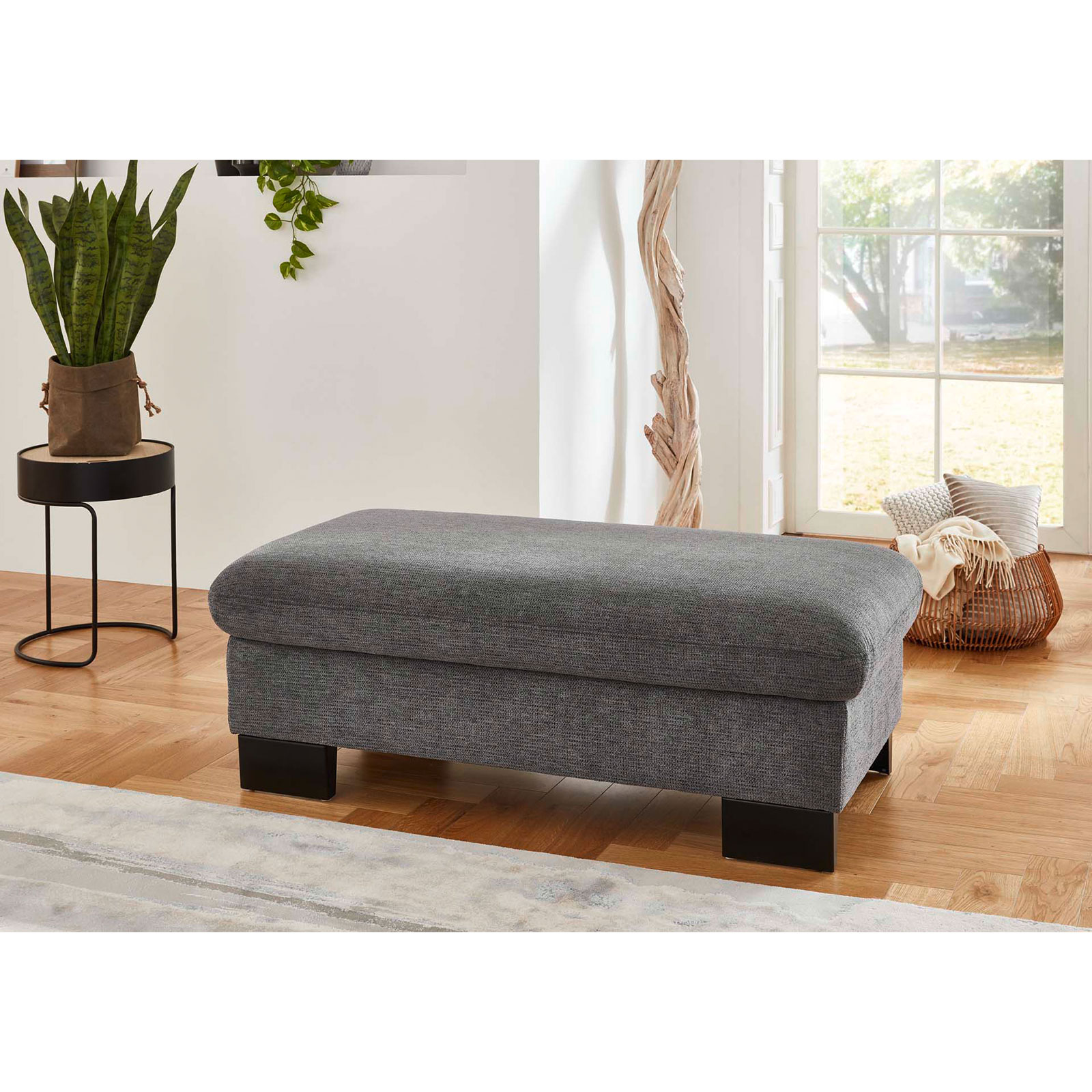 polsterpower Ecksofa - anthrazit - Basisversion - Anstellhocker rechts