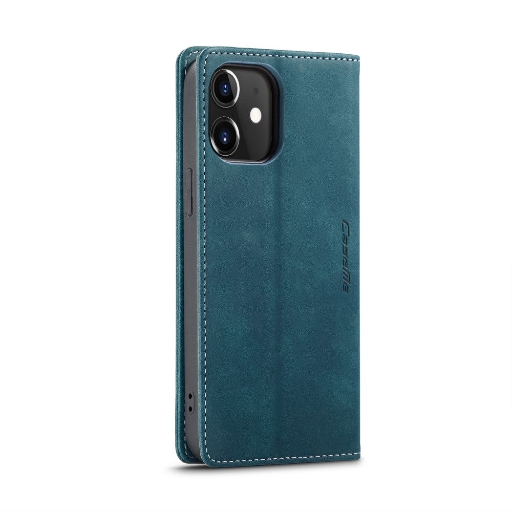 iPhone 12 / iPhone 12 Pro Leder Tasche Flip Wallet Etui mit Kartenfächern - Blaugrün