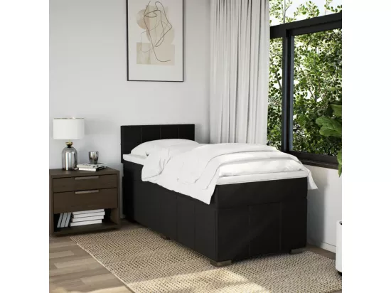 Sommier à lattes de lit avec matelas Noir 90x190 cm Tissu