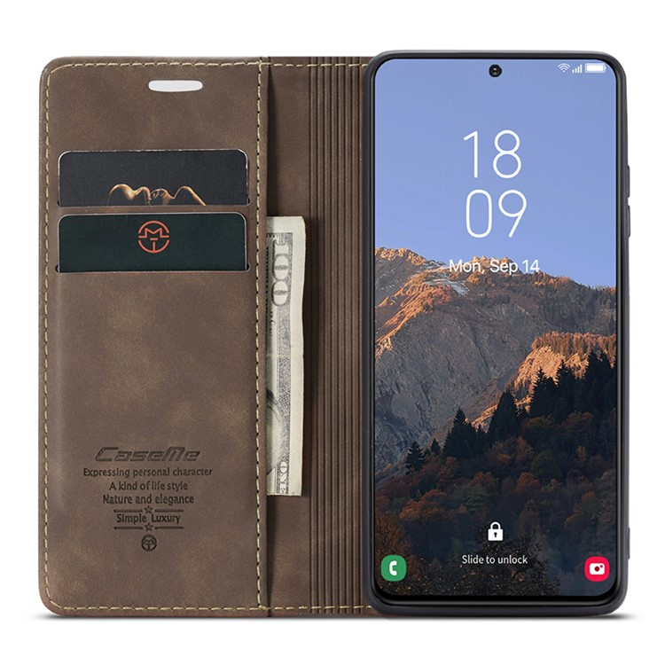 Samsung Galaxy S24 Leder Tasche Flip Wallet Etui mit Kartenfächern - Dunkelbraun