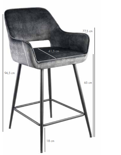Barstoel Pim Velvet Oker L