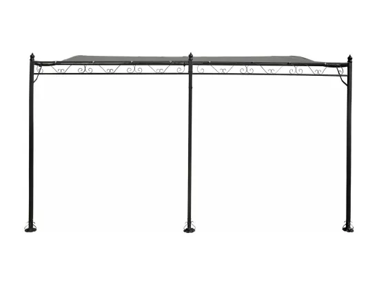 Pergola tonnelle adossée en métal - 3 x 4 m - Gris