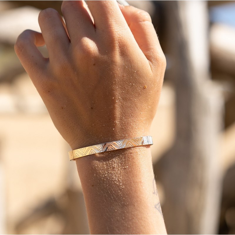 Jonc Bracelet Yucatan Plaqué Or Aztèque Maya Tendance