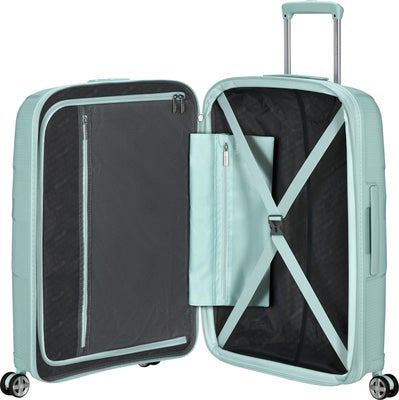 American Tourister StarVibe Spinner Koffert 70-77L, Metallic Surf Blue
