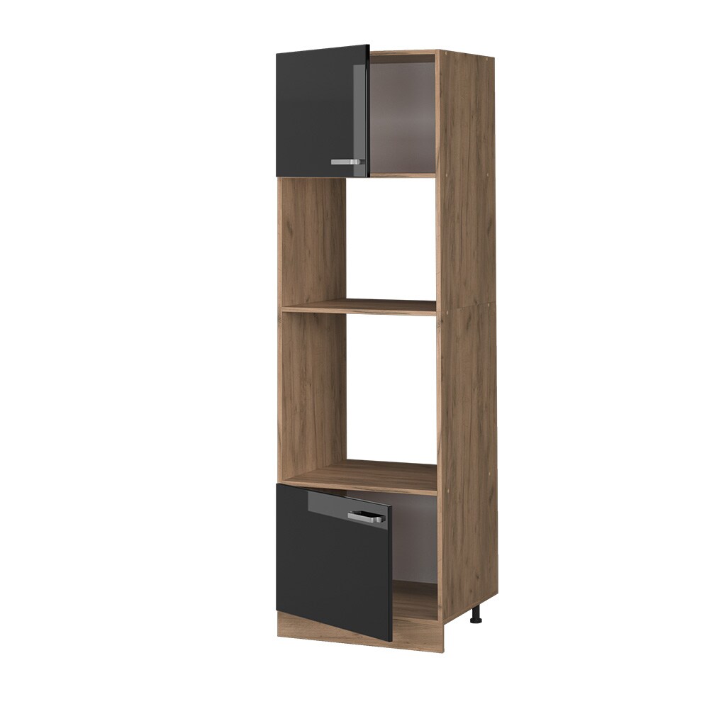 Vicco Mikrowellenschrank Küchenschrank R-Line Solid Eiche Schwarz 60 cm modern