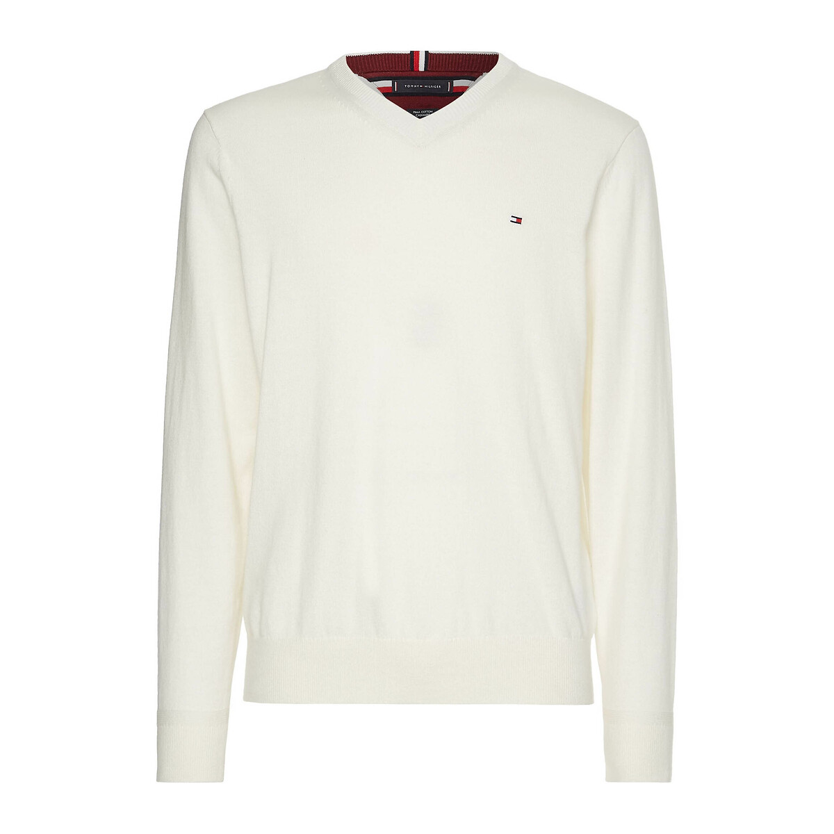Suéter TOMMY HILFIGER com decote em V em algodão pima e cashmere