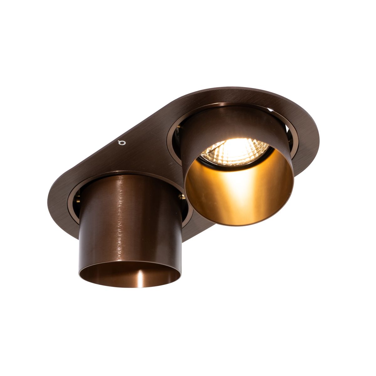 Afgeronde inbouwspot donkerbrons GU10 70mm kantelbaar 2-lichts - Installa