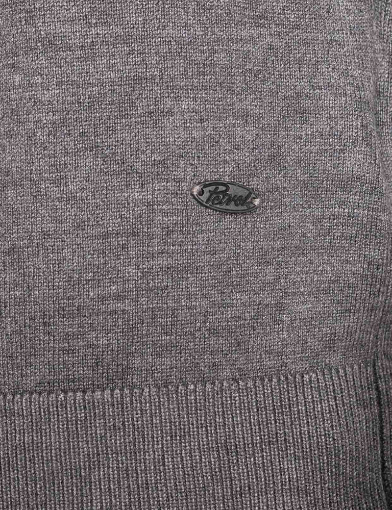 PETROL IND PULL HOMME EN MAILLE COL V GRIS