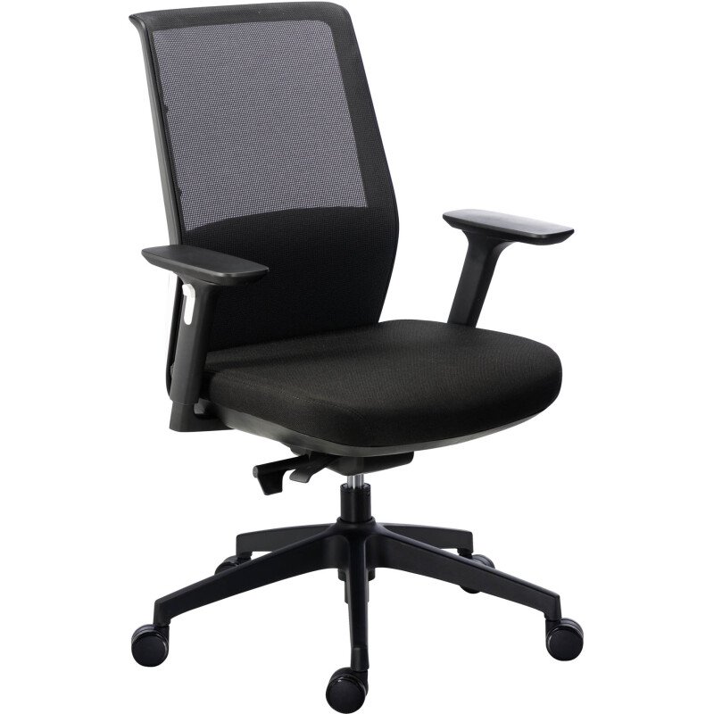 Chaise de bureau ATLAS tissu et maille - dossier haut - accoudoirs 3D - soutien lombaire - mécanisme synchrone - réglage profondeur d'assise