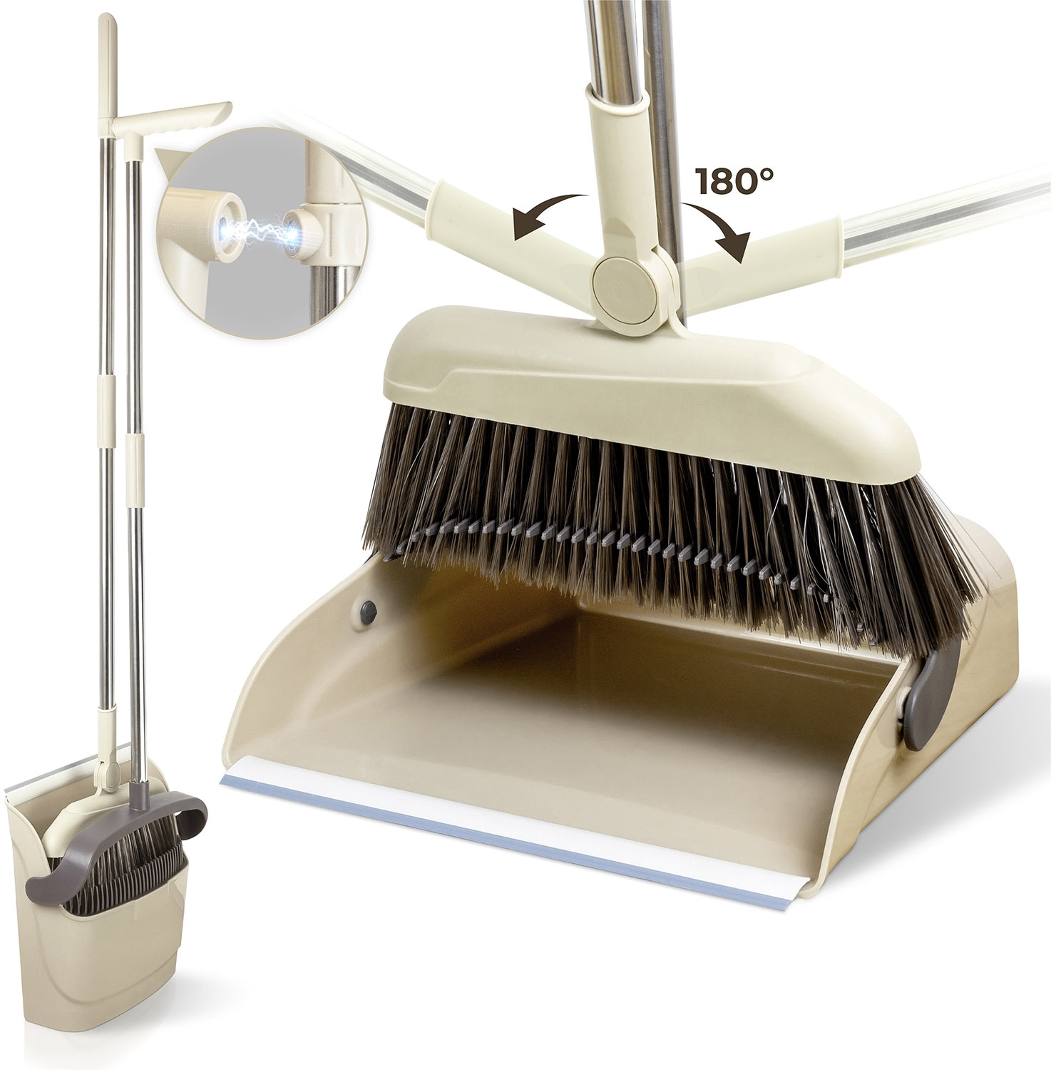 Maximex Kehrgarnitur »Modell Flexi« Komplett-Set 2 Stk. aus Edelstahl 180° drehbare Eck-Kehrgarnitur mit Teleskop-Stiel, rückenschonend