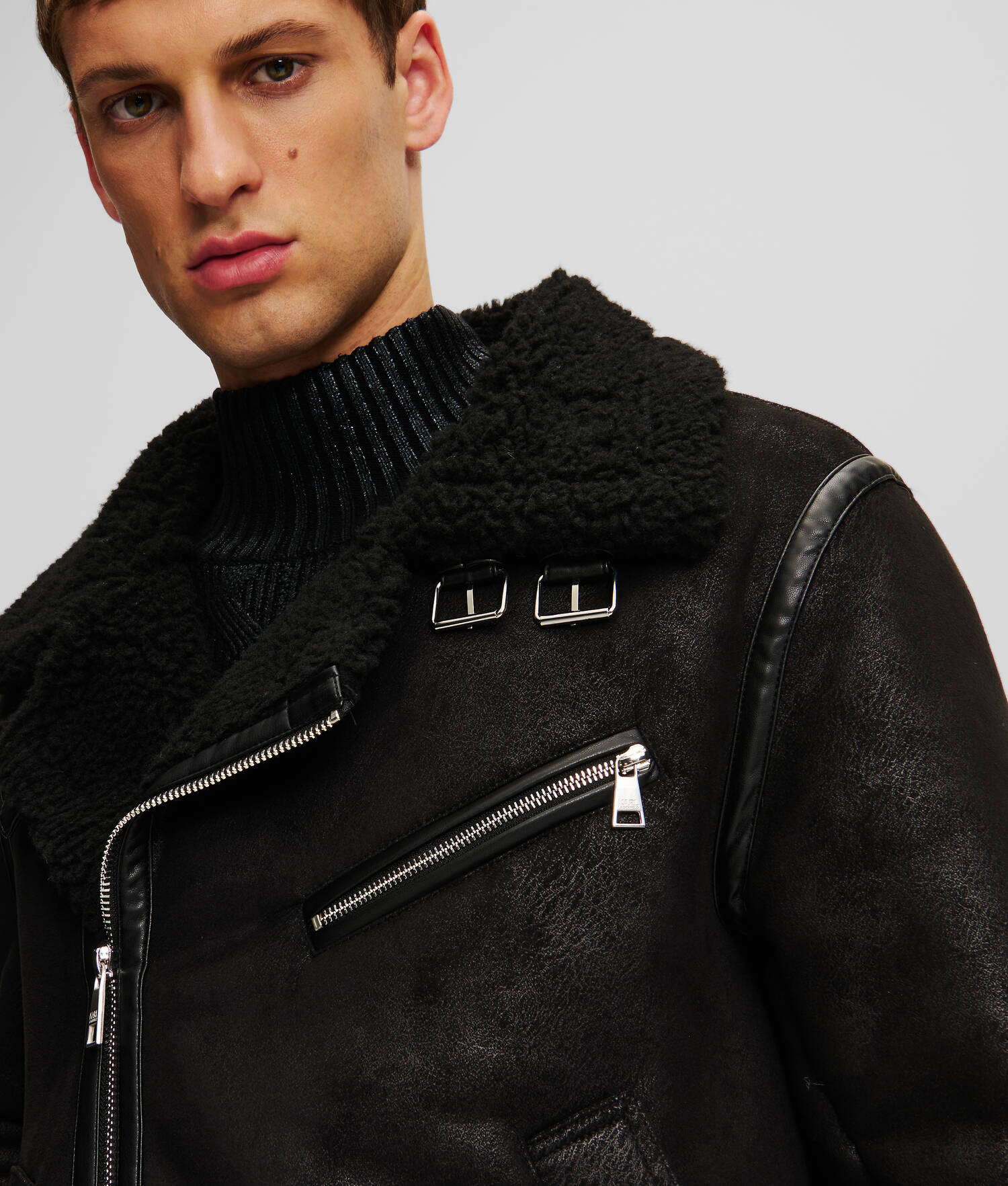VESTE DE MOTARD IMITATION DAIM