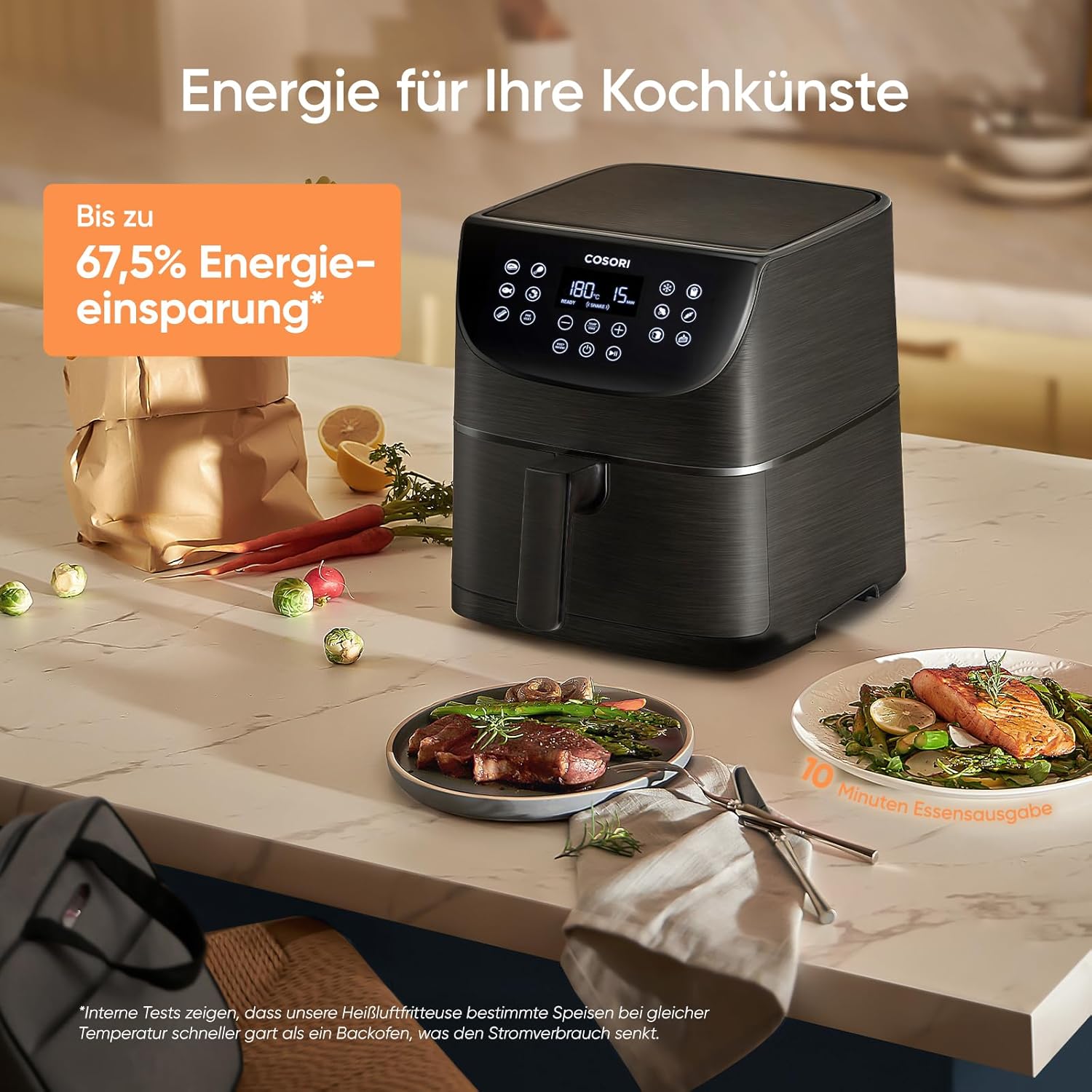 COSORI Heißluftfritteuse, Airfryer Testsieger 2024, 11-in-1 Air Fryer XXL 5,7L, Heissluftfritteuse mit Shake-Reminder, 97,3 Prozent ölsparend, 67,5 Prozent energiesparend, spülmaschinenfest Körbe