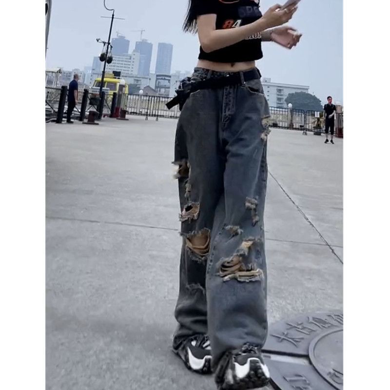 Vhancy - Low Rise Distressed Baggy Jeans