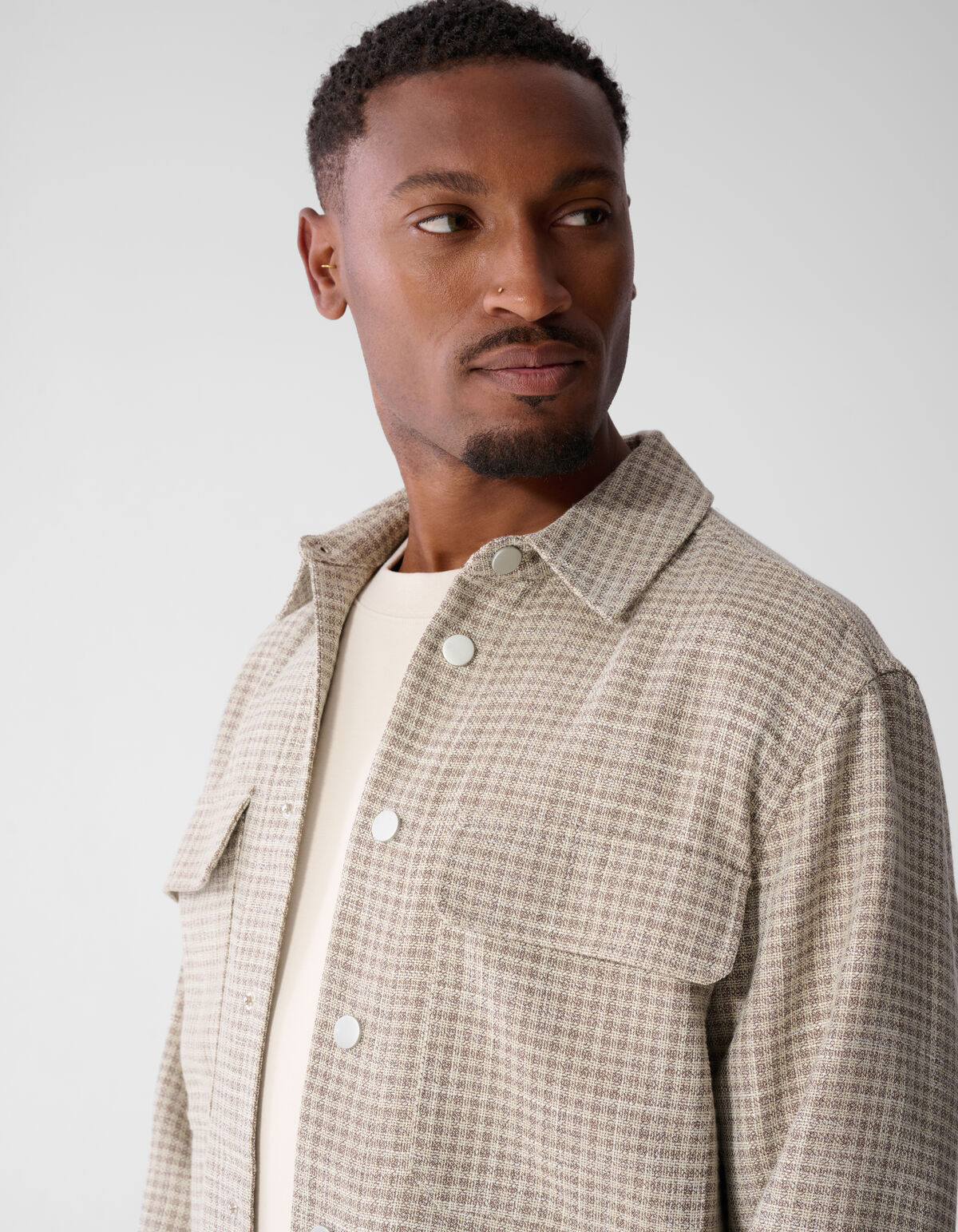 Melange Check Overshirt Zand
