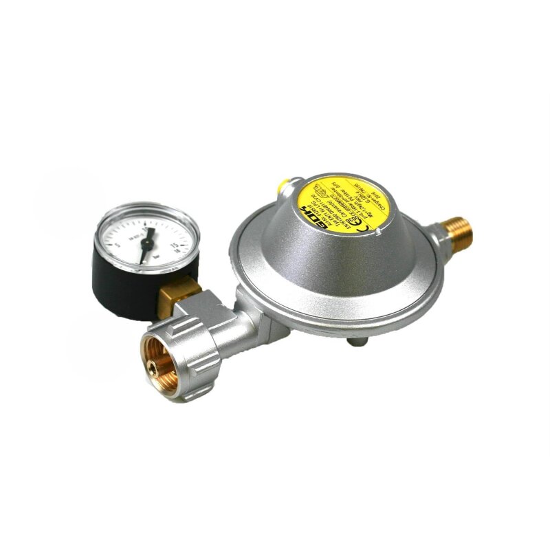 GOK Gasdruckregler 30mbar  1,2 kg/h G.12 -> G 1/4 LH mit Manometer