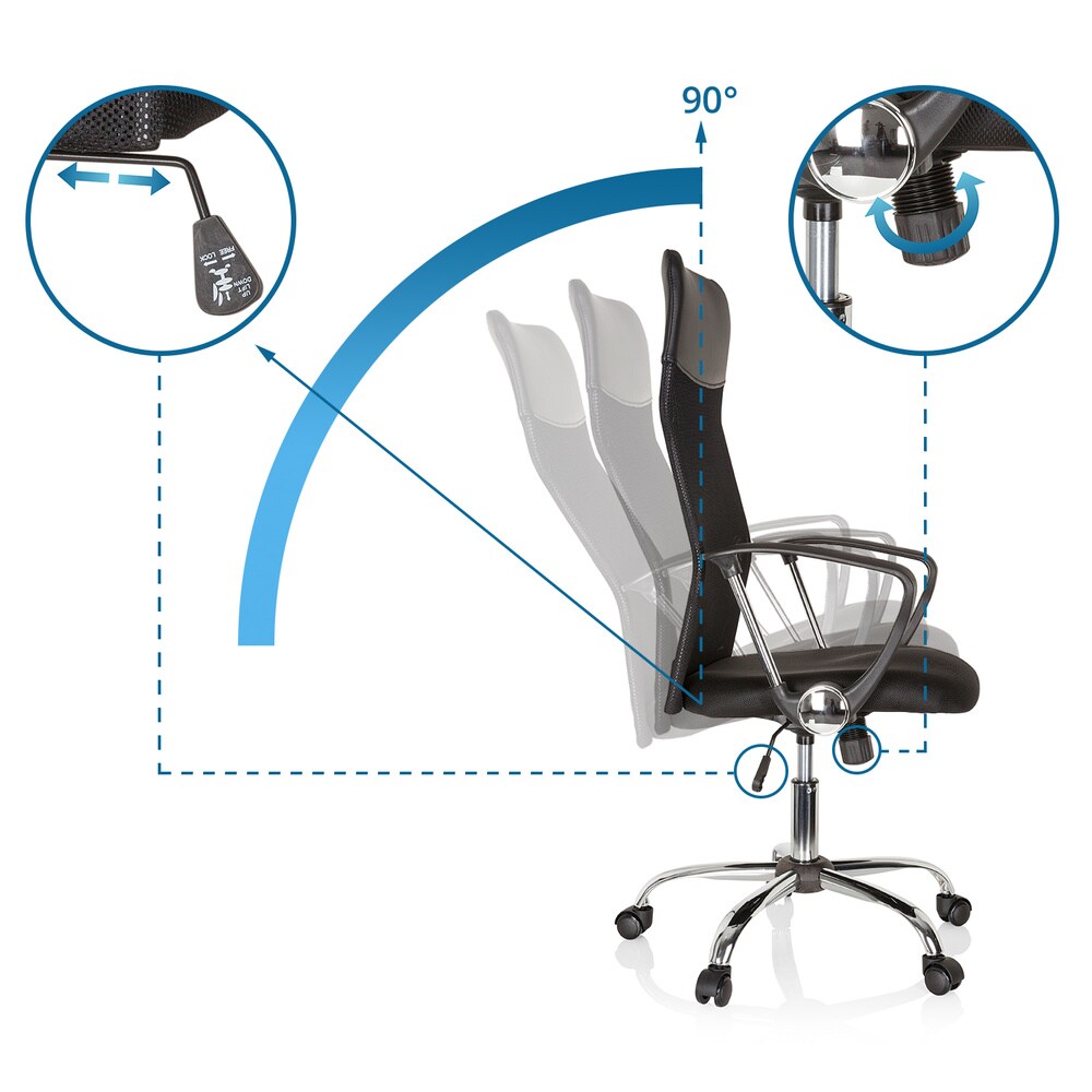 Home Office Chefsessel PURE NET Kunstleder/Netzstoff mit Armlehnen hjh OFFICE