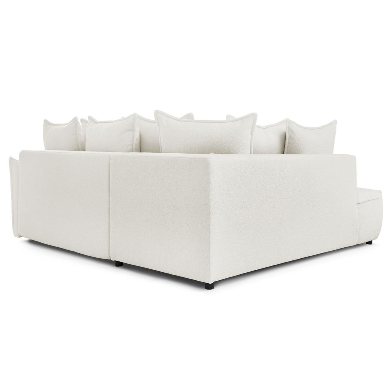 Bobochic Canapé d'angle L gauche convertible bouclette Léon blanc - 257x90x194 cm