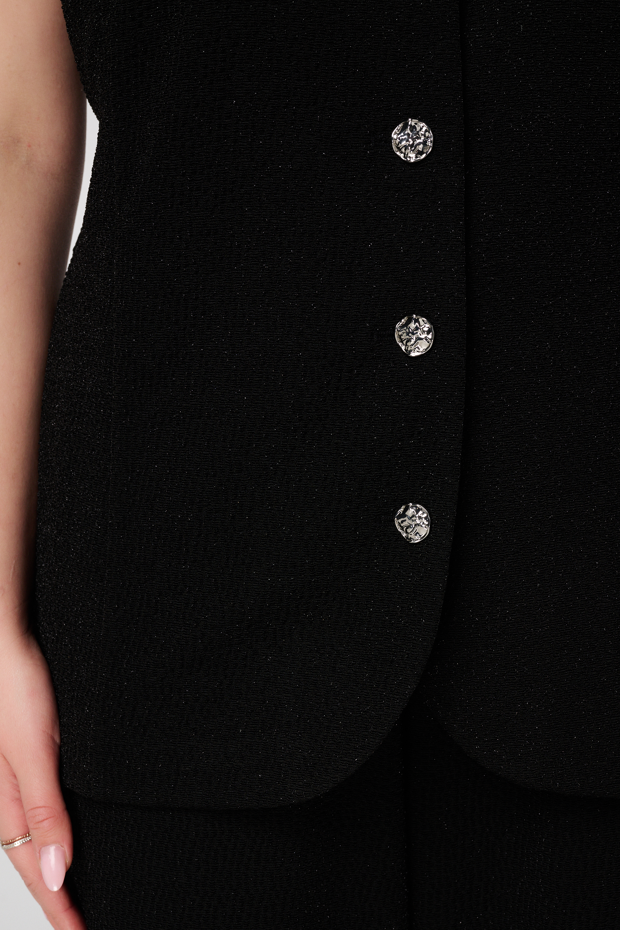 Gilet met knopen en lurex Zwart