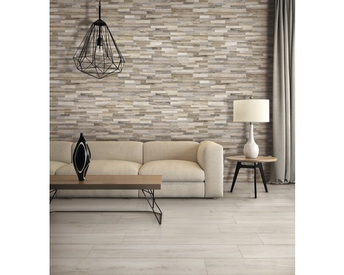 Porseleinen steengoed bekledingspaneel Oakland Taupe 15 x 61 cm