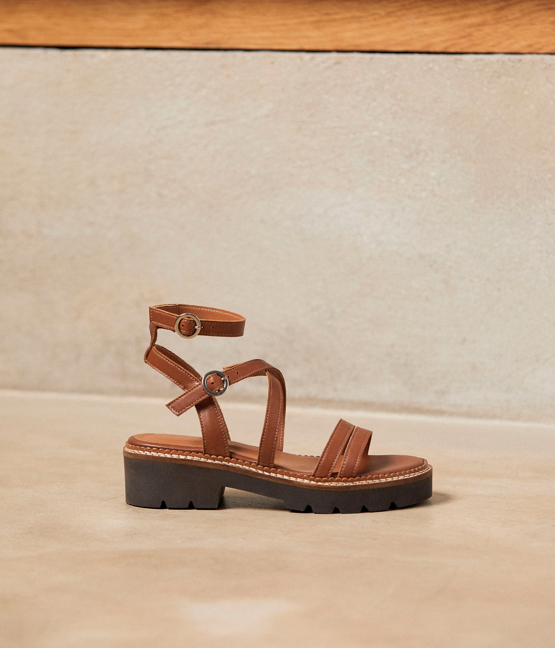 Sandales cuir cognac Inès