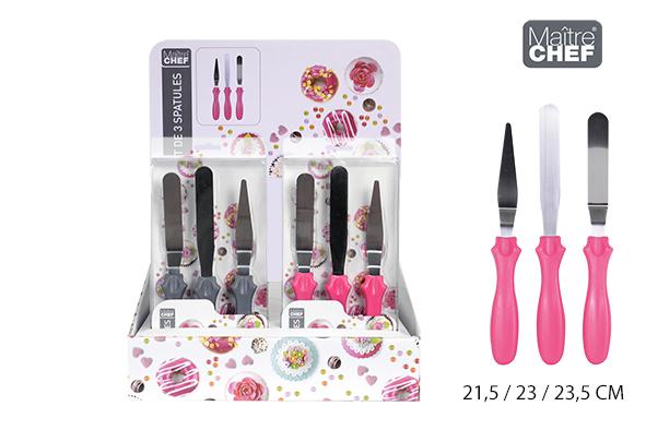 SET 3 SPATULES A GLACAGE INOX