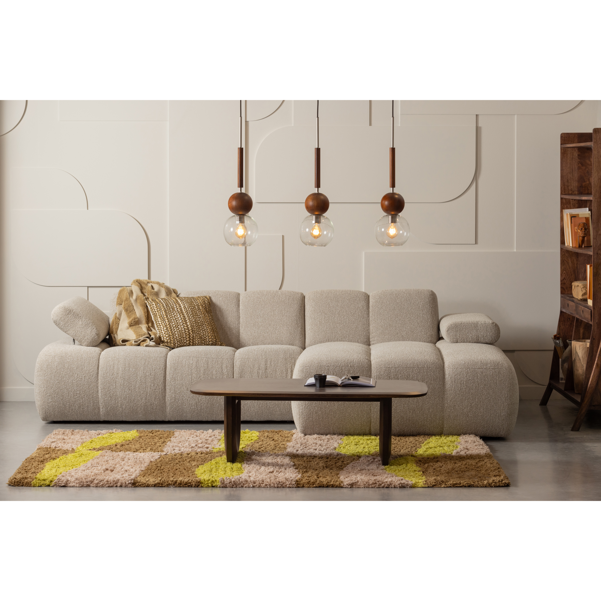 Chaise Longue Mojo Mojo Chaise Longue Rechts - Bouclé - Bruin Melange