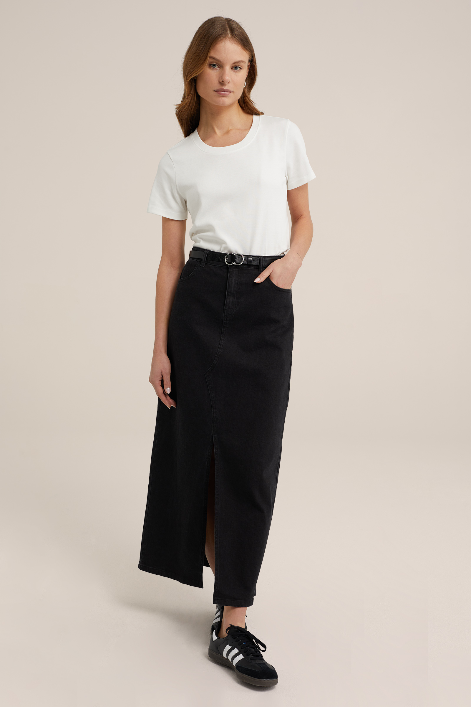 high rise denim rok Blue Ridge Zwart