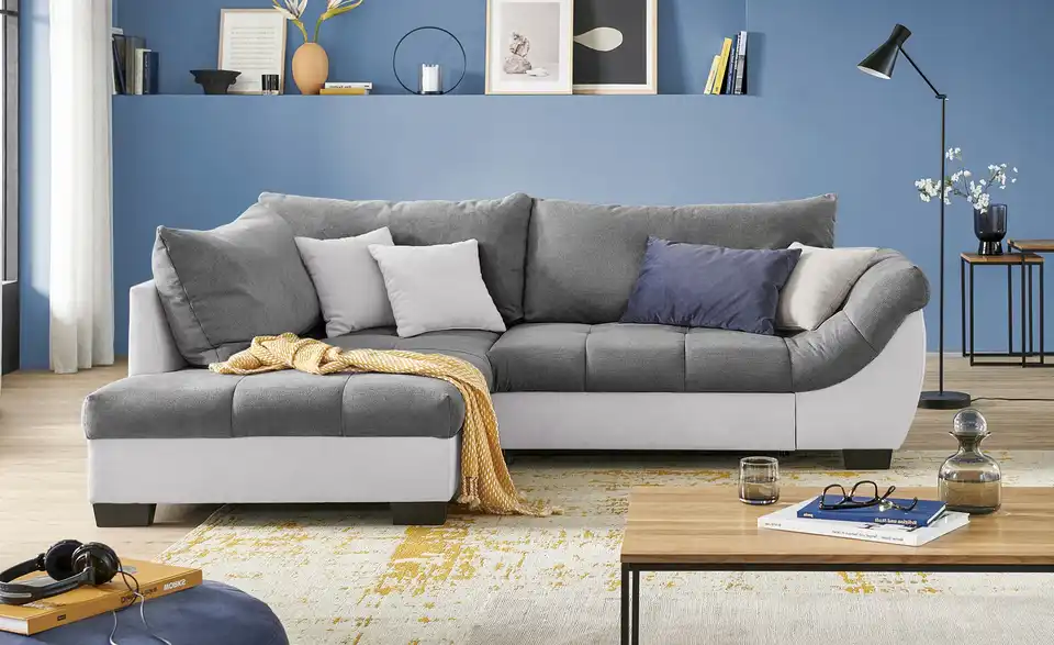 Ecksofa Krissy Steingrau, Silbergrau links