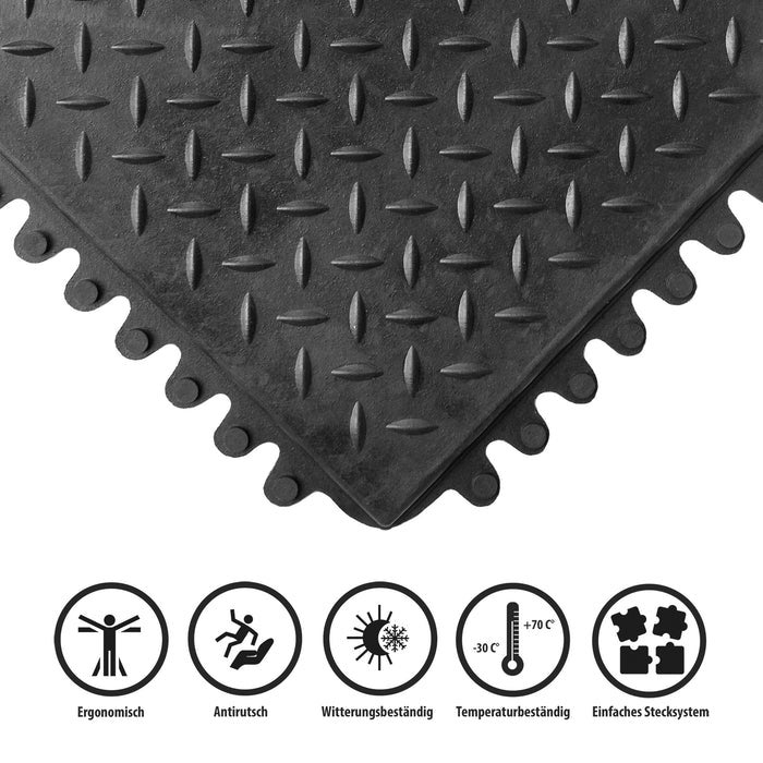 Rubberen mat - in elkaar grijpend systeem - afmeting: 92x92 cm - geribbeld