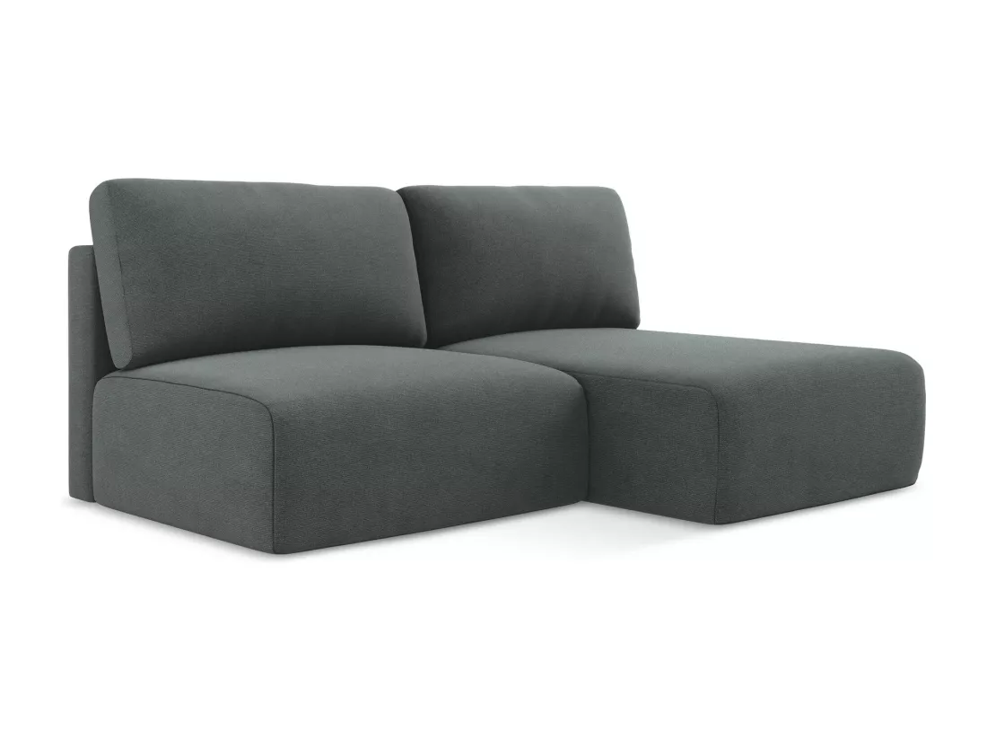 Canapé d’angle 3 places droit sans accoudoir convertible en Strukturstoff - gris - KONA