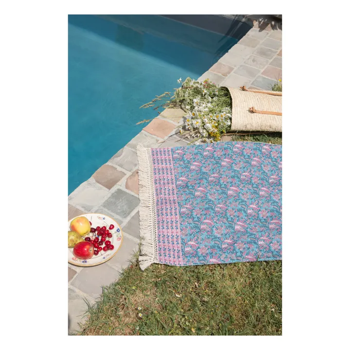Louise Misha Serviette de plage Lana en coton bio | Bleu