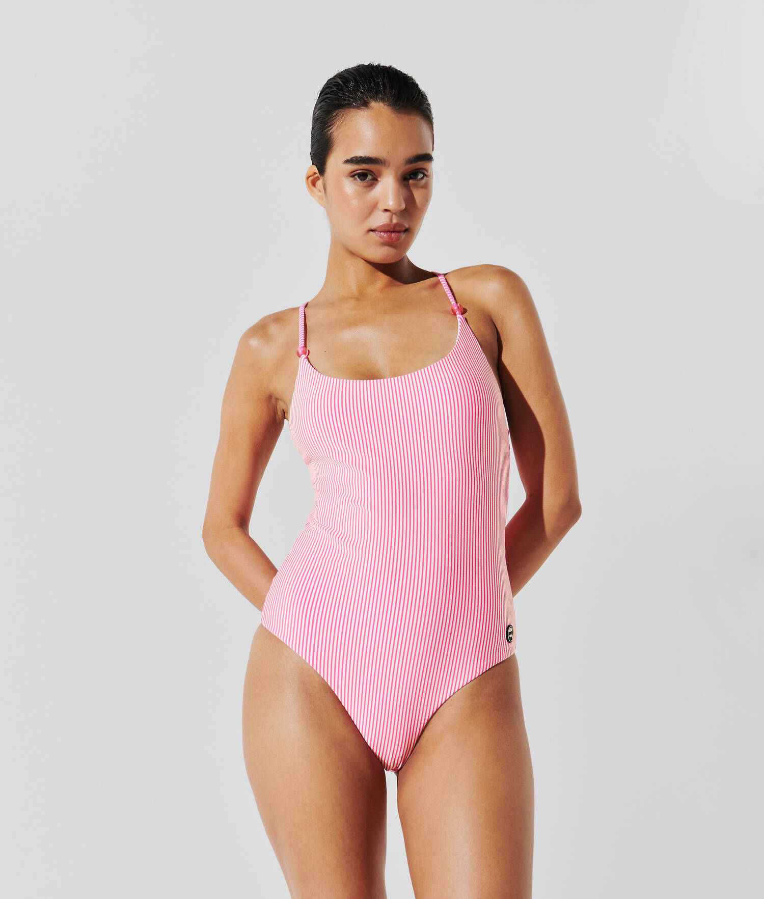 MAILLOT DE BAIN À RAYURES IKON - Rayure blanc-rose