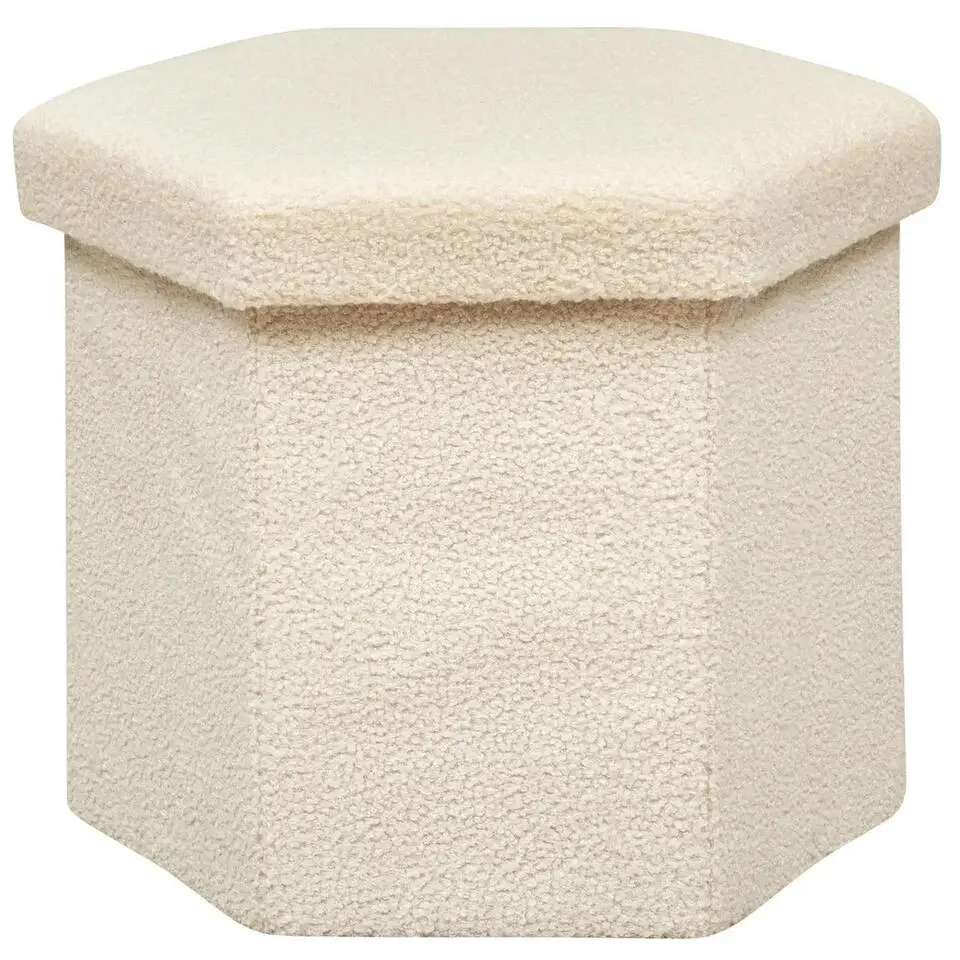 Atmosphera Storage Poef Jako - Opvouwbaar - ivoor wit - H38 cm