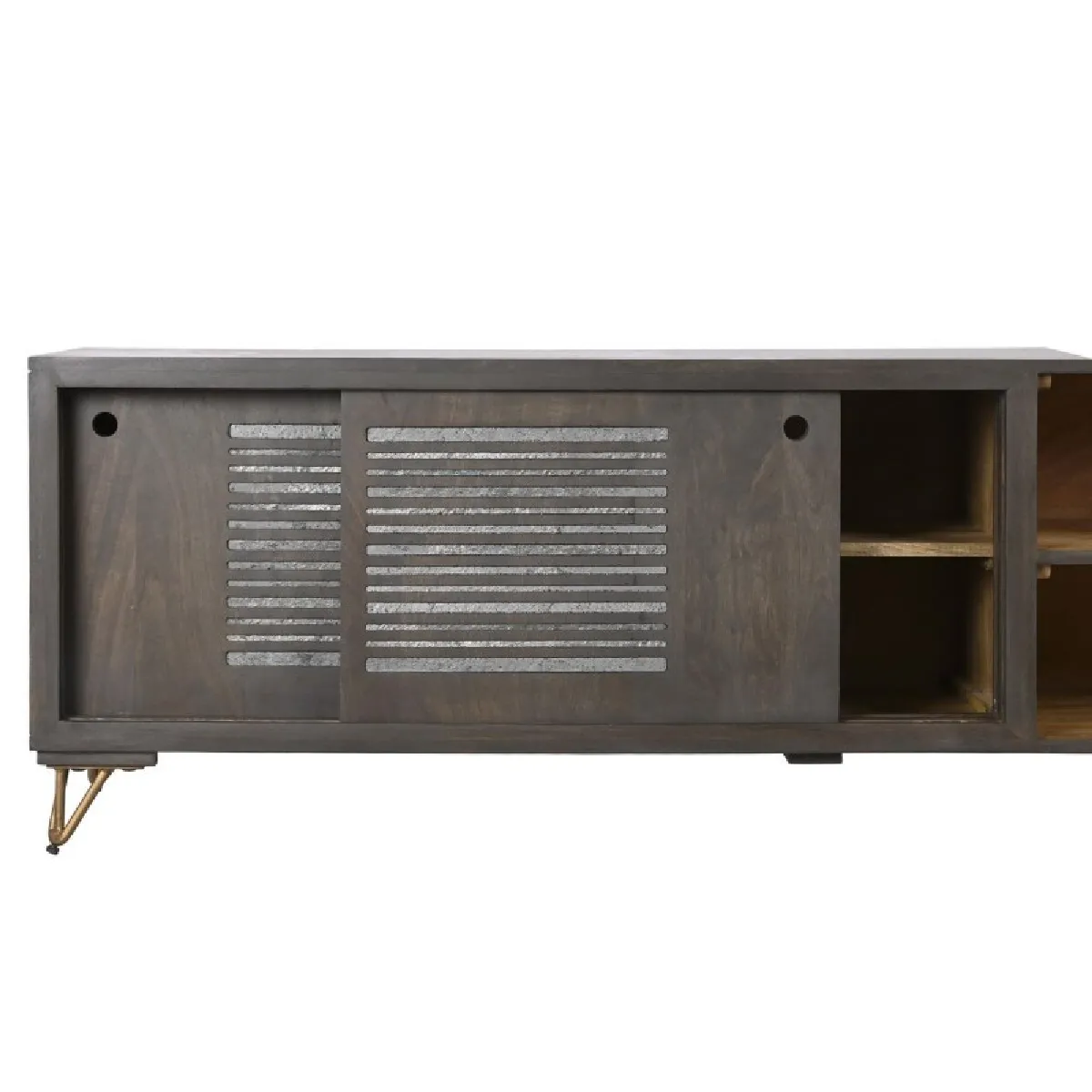 DKD Home Decor Meuble TV - Métal et Bois de manguier