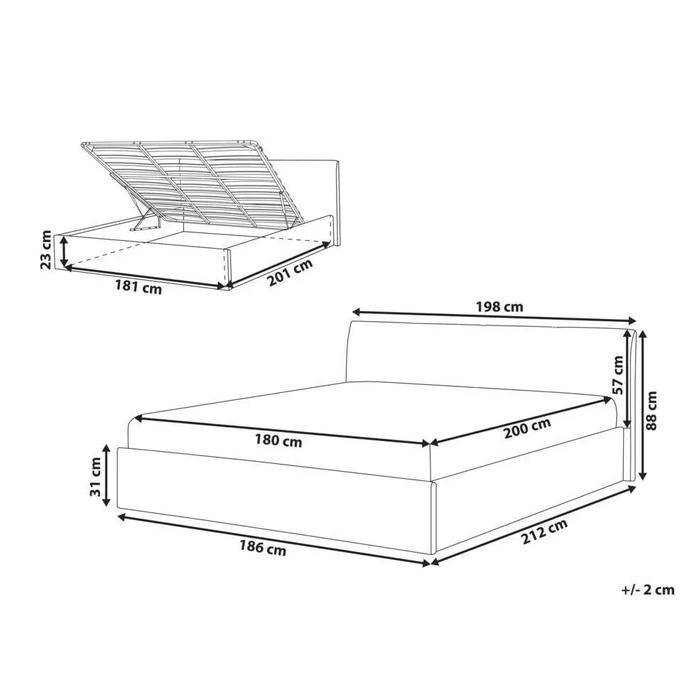 ORBEY - Bed met opbergruimte - Beige - 180 x 200 cm - Bouclé