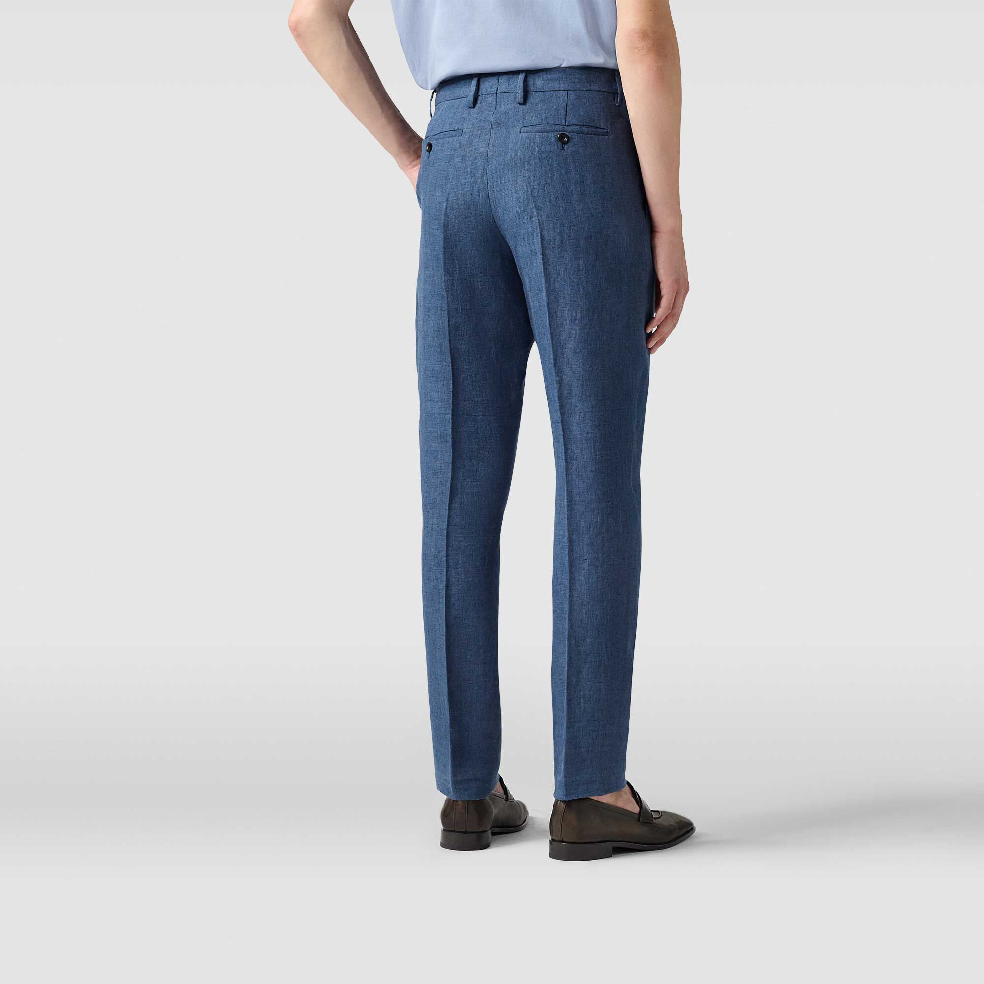 Pantalon Slim Classique En Lin