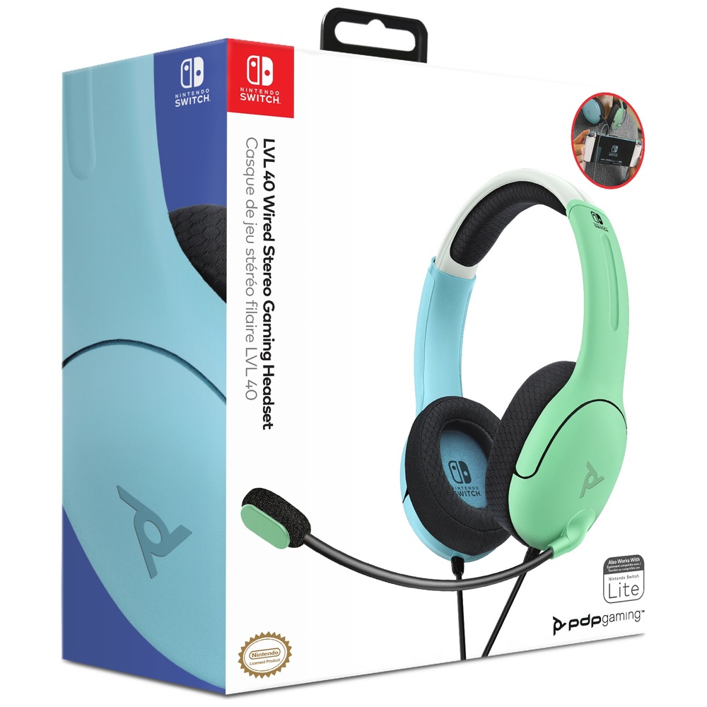 PDP Gaming LVL 40 kabelgebundenes Headset für Nintendo Switch – Blau & Grün