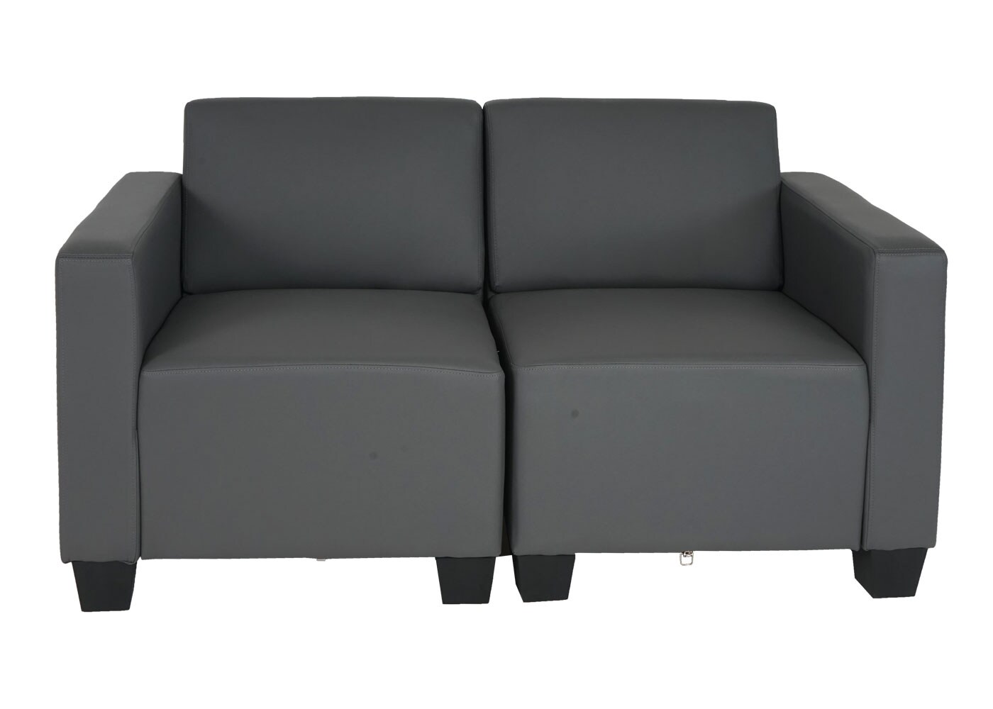 Modular 2-Sitzer Sofa Couch Moncalieri, Kunstleder ~ dunkelgrau