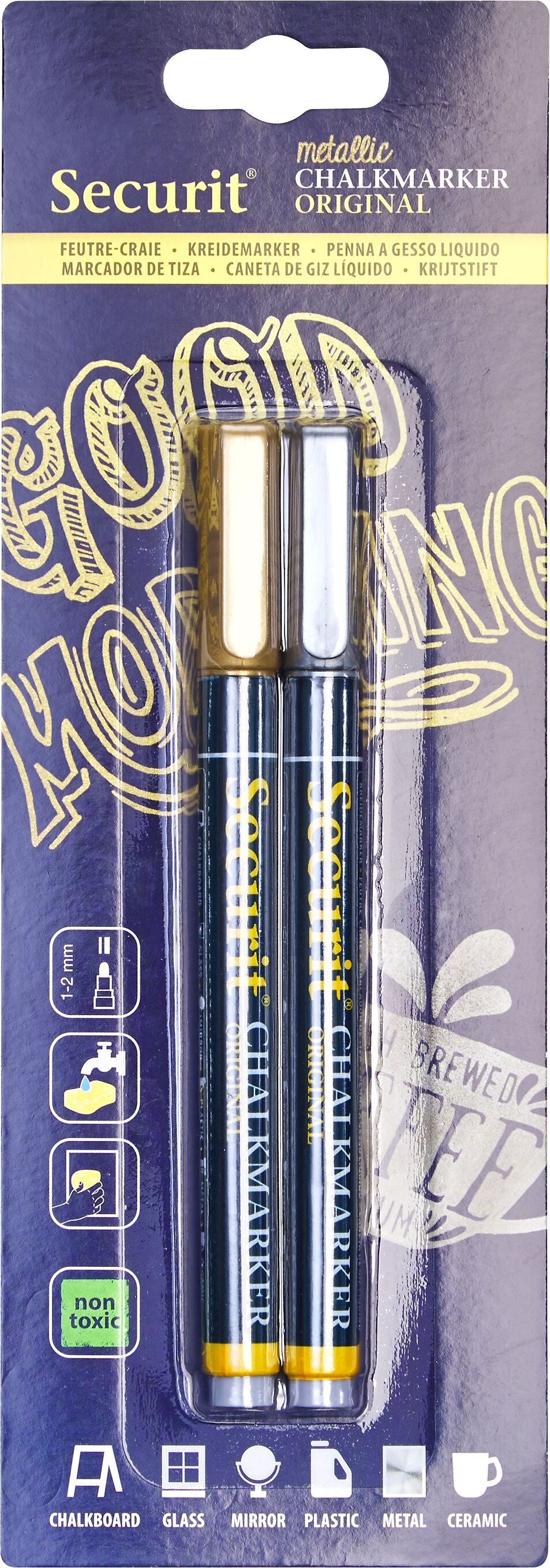 SECURIT Kreidestift gold, silber 2Stk. - Gold, Silber / B: 1.5 cm x T: 1.0 cm x H: 14.0 cm