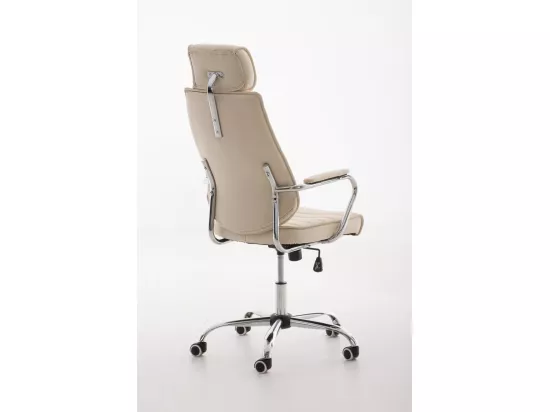 Chaise de bureau - Similicuir & Métal chromé - Crème - Rako