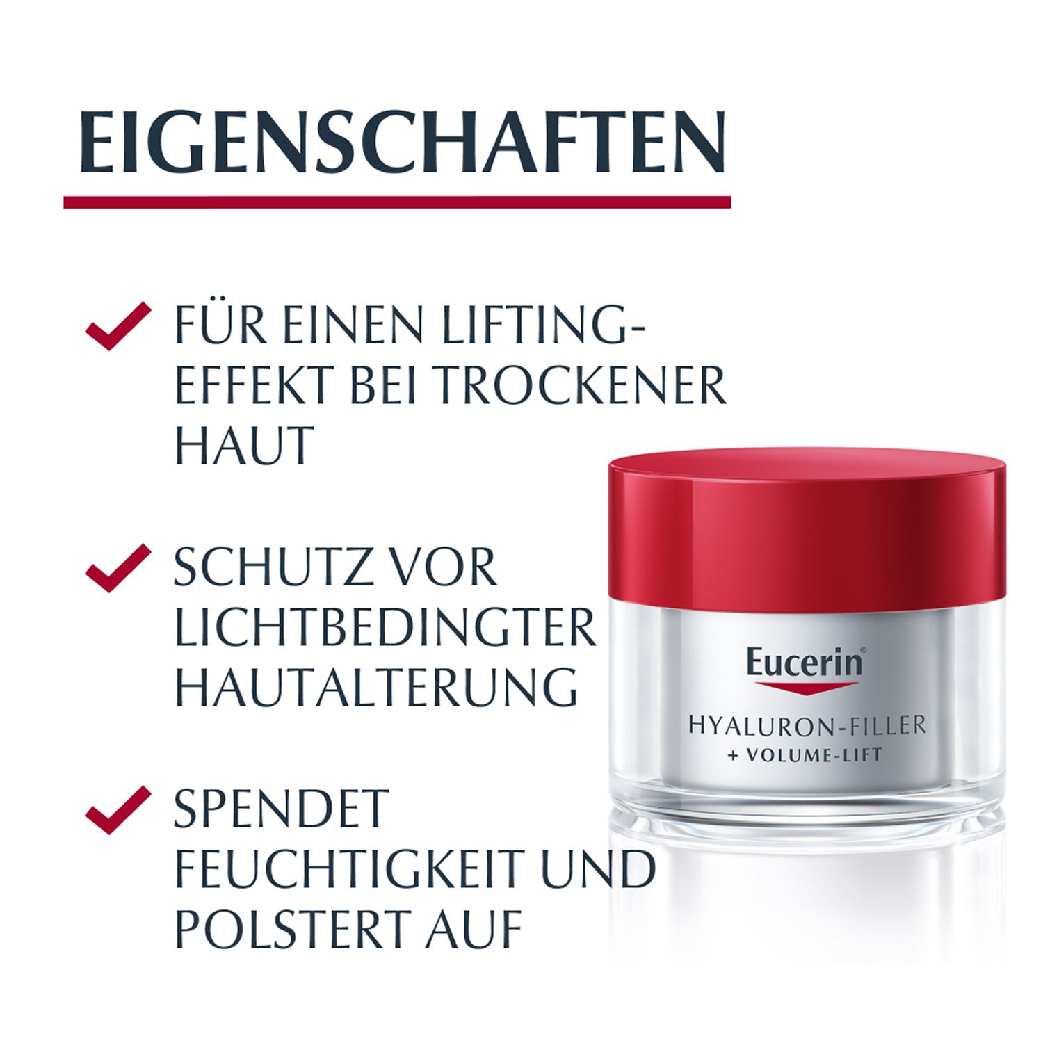 Eucerin Hyaluron-Filler Tagespflege für trockene Haut – Glättet Falten, pflegt & beugt vorzeitiger Hautalterung vor