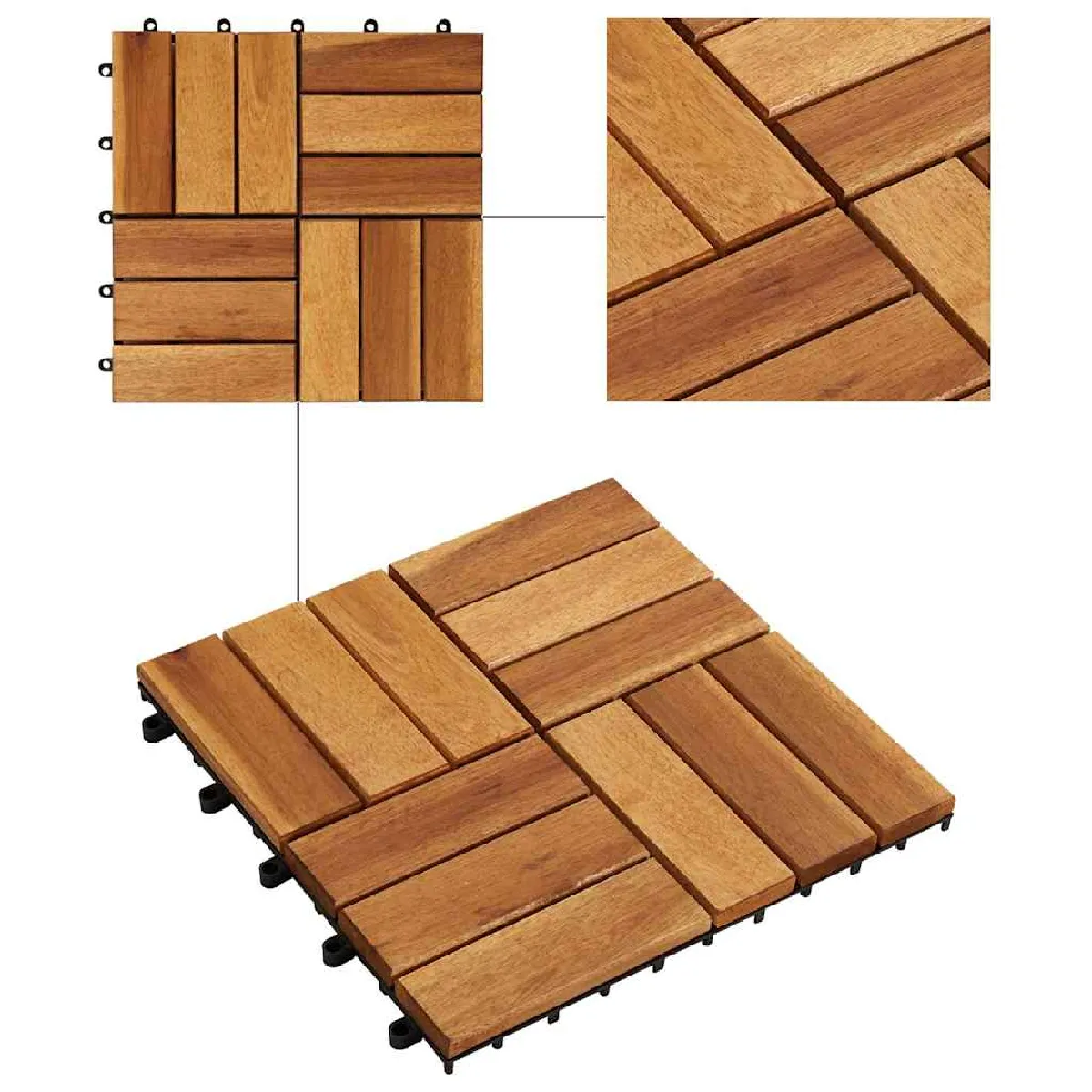 vidaXL Carreaux Terrasse 30x30 Acacia